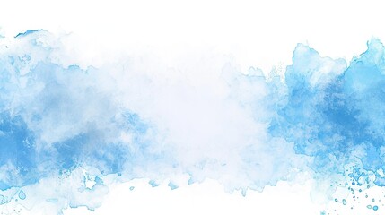 Fototapeta premium Abstract blue watercolor background with splashes and dots with a central blank area for text or logo. Vector illustration with transparent background, perfect for design layouts with free space.