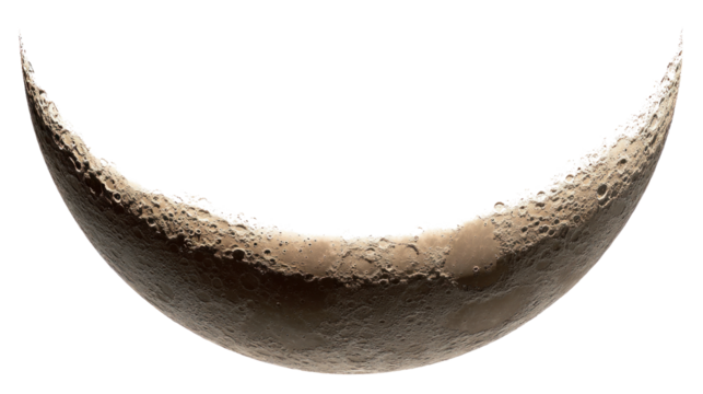 Crescent Moon: A mesmerizing view of a crescent moon, highlighting its detailed craters and subtle variations in shading.