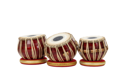 Set of three tabla drums isolated PNG with Transparent Background