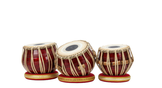 Set of three tabla drums isolated PNG with Transparent Background