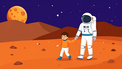 Obraz premium Astronaut Child on Mars.