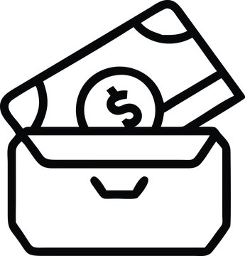 black wallet with money and coin clip art preview