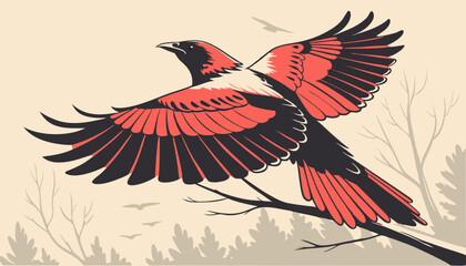 Fototapeta premium bird with flower