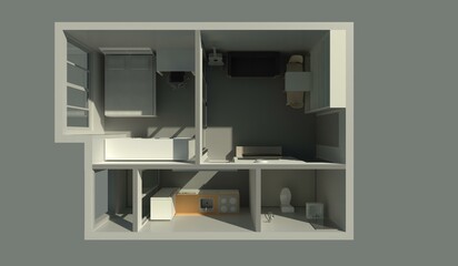 3D illustration of interior project 