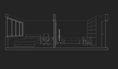 3D illustration of interior project 