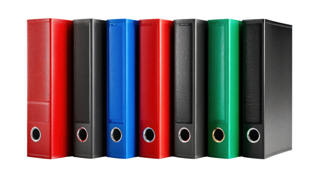 File Folder Arrangement: A collection of colorful file folders stands side-by-side, each displaying a vibrant hue. the vibrant file folders create a visual of the business in an office.