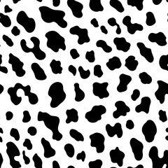 Seamless Black and White Cow Print Pattern Digital Illustration