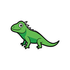 Obraz premium cute cartoon iguana vector illustration