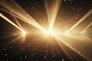 Golden Light Beams and Sparkles on Abstract Stage