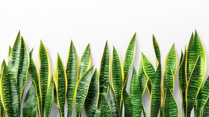 Green and yellow plant leaves border