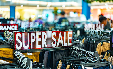 A sign with a seasonal price reduction at a clothing store