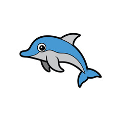 Obraz premium A cute cartoon dolphin vector illustration