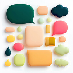 3D Colorful Speech Bubbles and UI Elements Digital Illustration