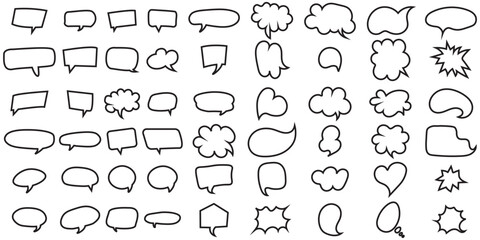 Set of black silhouette empty speech bubbles vector on white background. communication talk, chat bubble shape vector