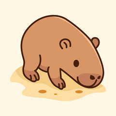 Cute Capybara Playing at the beach