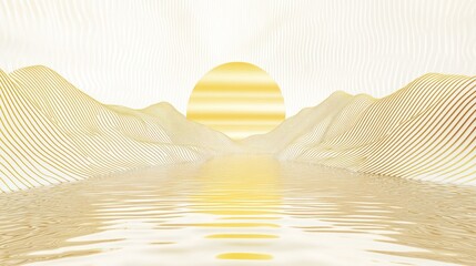 Golden valley with a sun