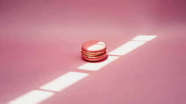Frosted donut with a single bite taken out. Pink background.