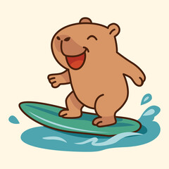 CartoonCapybara Characters Having Fun at the Beach