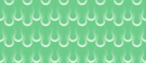 Green gradient dotwork forming flowing wave structures with a biomorphic feel. Unique for stylish UI, app visuals, bold wallpapers or any wide-format digital and branding assets. Panoramic abstraction