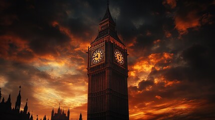 Fiery Sunset Over Big Ben