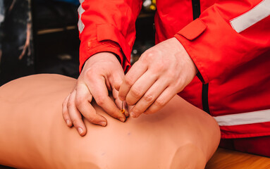 the doctor examines the patient training