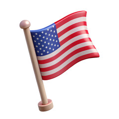 United States flag 3d rendering Cartoon Plastic Style
