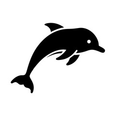 Fototapeta premium Dolphin Jumping Black Glyph Icon — Marine Animal, Ocean Wildlife Symbol