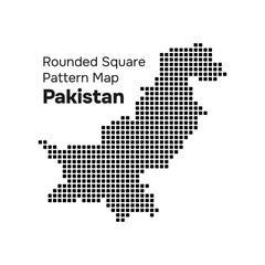Obraz premium Pakistan Map with Rounded Square Pattern