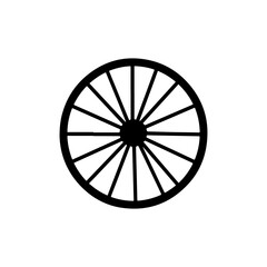 Old cart wheel silhouette vector flat illustration on white background.
