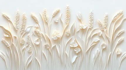 Delicate, sculpted wheat and flower design