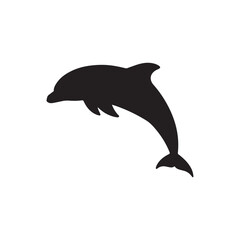 Fototapeta premium Dolphin jumping silhouette vector flat illustration on white background.