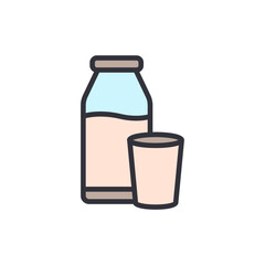 Delightful Illustration Of Milk Bottle And Glass On Transparent Display