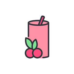 Isolated Cherry Smoothie Illustration On Transparent Background Vector