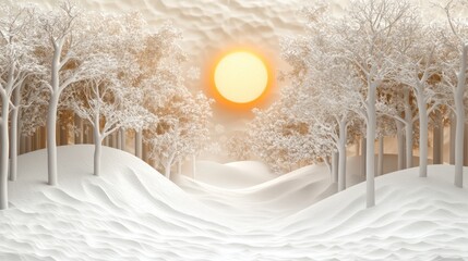 Winter forest scene.  Soft light