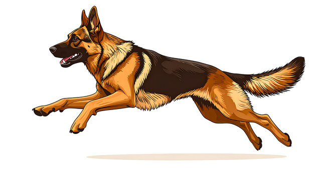 German shepherd dog running full speed illustration