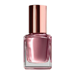 Elegant rose gold nail polish bottle isolated transparent background perfect for beauty and fashion