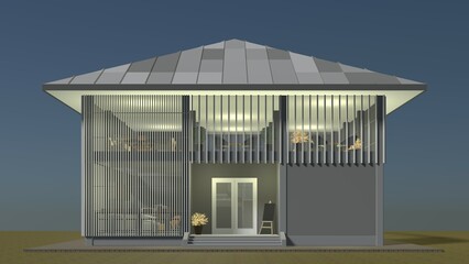 3D illustration of coffee shop