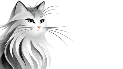 Obraz premium Simple Black and White Cat Coloring Page for Babies and Adults with Clean Lines