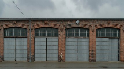Weathered Brick Building with Metal Doors