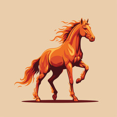 Fiery horse symbol of 2026 year. Majestic fiery horse with flaming mane and tail, prancing gracefully.