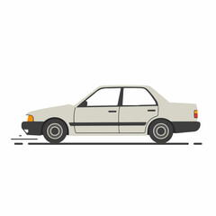 Obraz premium Light gray sedan car illustration. Simple car drawing, perfect for automotive design projects or car brochures. This clean car image is ideal for automotive branding, car repair manuals,