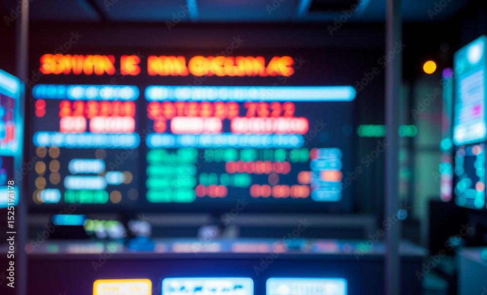 Fototapete blurred image of a screen displaying data with green and red text.futuristic photos with premium qua