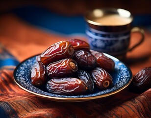 Close-Up of Dates on a Plate &ndash; Ramadan and Eid Food Concept