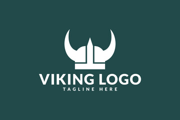 viking helmet logo icon vector illustration	