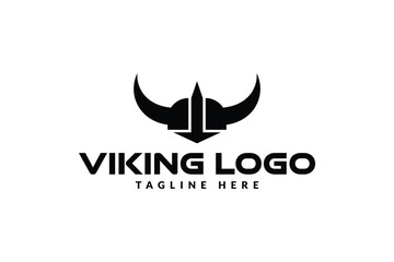 Obraz premium viking helmet logo icon vector illustration 