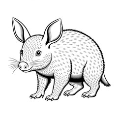 A aardvark illustration line art of a coloring page 