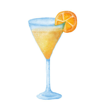 Summer Cocktail Drink with Orange Slice
