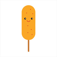 Happy Corn Dog Illustration Cute Cartoon Food cheerful cartoon corn