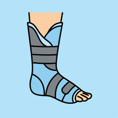 Medical ankle support brace, foot protection, leg injury recovery.  Comfortable ankle brace provides reliable support and protection for foot injuries.  Durable,