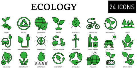 Set of ecology Icons or symbols Vector fully editable file.
